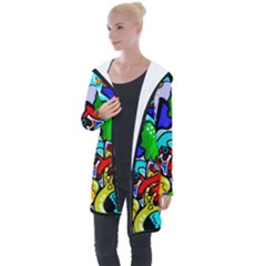 Graffiti Abstract With Colorful Tubes And Biology Artery Theme Longline Hooded Cardigan by genx