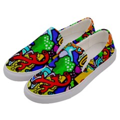 Graffiti Abstract With Colorful Tubes And Biology Artery Theme Men s Canvas Slip Ons by genx