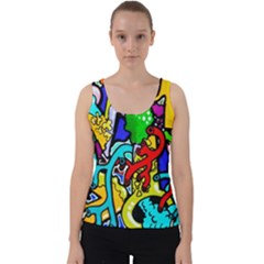 Graffiti Abstract With Colorful Tubes And Biology Artery Theme Velvet Tank Top by genx
