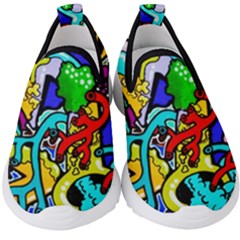 Graffiti Abstract With Colorful Tubes And Biology Artery Theme Kids  Slip On Sneakers by genx