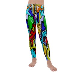 Graffiti Abstract With Colorful Tubes And Biology Artery Theme Kids  Lightweight Velour Leggings by genx