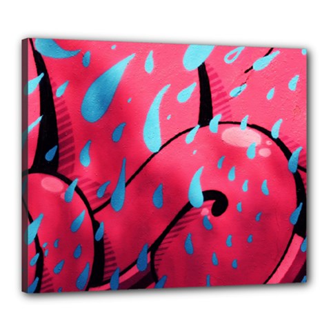 Graffiti Watermelon Pink With Light Blue Drops Retro Canvas 24  X 20  (stretched) by genx