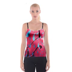 Graffiti Watermelon Pink With Light Blue Drops Retro Spaghetti Strap Top by genx