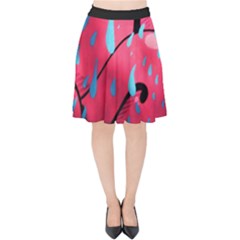 Graffiti Watermelon Pink With Light Blue Drops Retro Velvet High Waist Skirt by genx