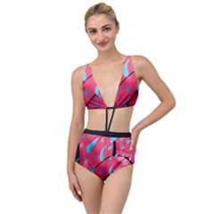 Graffiti Watermelon Pink With Light Blue Drops Retro Tied Up Two Piece Swimsuit by genx