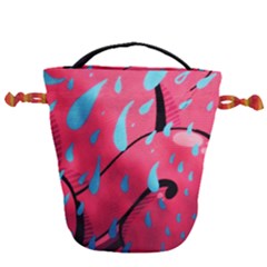 Graffiti Watermelon Pink With Light Blue Drops Retro Drawstring Bucket Bag by genx