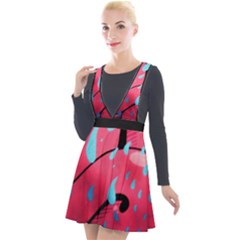 Graffiti Watermelon Pink With Light Blue Drops Retro Plunge Pinafore Velour Dress by genx