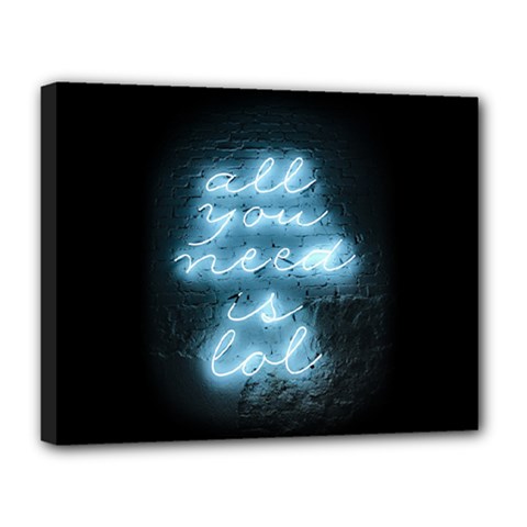 Party Night Bar Blue Neon Light Quote All You Need Is Lol Canvas 14  X 11  (stretched) by genx