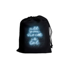 Party Night Bar Blue Neon Light Quote All You Need Is Lol Drawstring Pouch (medium) by genx