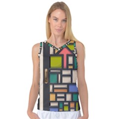 Door Stained Glass Stained Glass Women s Basketball Tank Top by Pakrebo