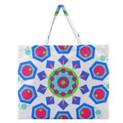 Mandala Geometric Design Pattern Zipper Large Tote Bag by Pakrebo