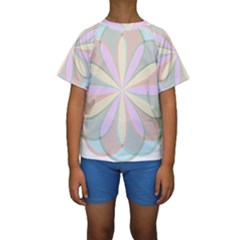 Flower Stained Glass Window Symmetry Kids  Short Sleeve Swimwear