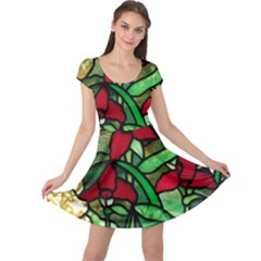 Stained Glass Art Window Church Cap Sleeve Dress by Pakrebo