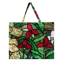 Stained Glass Art Window Church Zipper Large Tote Bag by Pakrebo