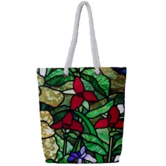 Stained Glass Art Window Church Full Print Rope Handle Tote (small) by Pakrebo