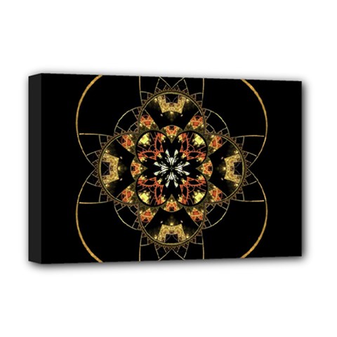 Fractal Stained Glass Ornate Deluxe Canvas 18  X 12  (stretched) by Pakrebo