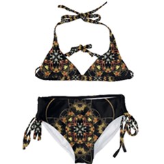 Fractal Stained Glass Ornate Kids  Classic Bikini Set by Pakrebo