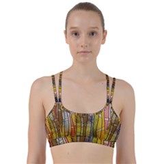 Stained Glass Window Colorful Line Them Up Sports Bra by Pakrebo