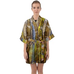 Stained Glass Window Colorful Quarter Sleeve Kimono Robe by Pakrebo