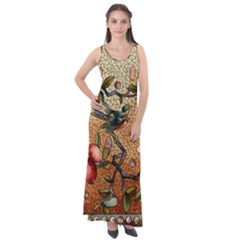 Flower Cubism Mosaic Vintage Sleeveless Velour Maxi Dress by Pakrebo