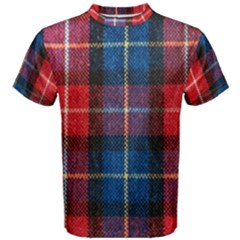 Blue & Red Plaid Men s Cotton Tee by WensdaiAmbrose