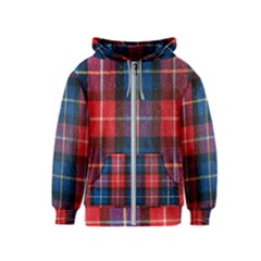 Blue & Red Plaid Kids  Zipper Hoodie by WensdaiAmbrose