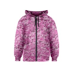 Pink Camouflage Army Military Girl Kids  Zipper Hoodie by snek