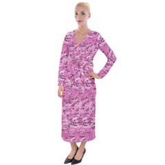 Pink Camouflage Army Military Girl Velvet Maxi Wrap Dress by snek