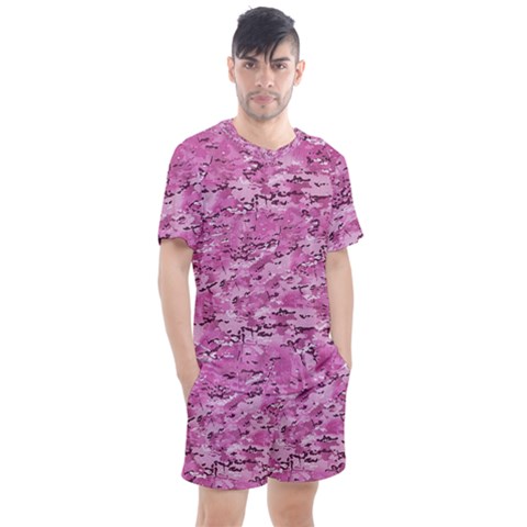 Pink Camouflage Army Military Girl Men s Mesh Tee And Shorts Set by snek