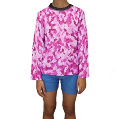 Standard Pink Camouflage Army Military Girl Funny Pattern Kids  Long Sleeve Swimwear by snek