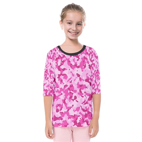 Standard Pink Camouflage Army Military Girl Funny Pattern Kids  Quarter Sleeve Raglan Tee by snek