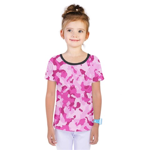 Standard Pink Camouflage Army Military Girl Funny Pattern Kids  One Piece Tee by snek