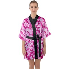 Standard Pink Camouflage Army Military Girl Funny Pattern Quarter Sleeve Kimono Robe by snek