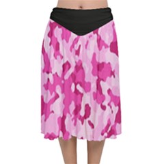 Standard Pink Camouflage Army Military Girl Funny Pattern Velvet Flared Midi Skirt by snek