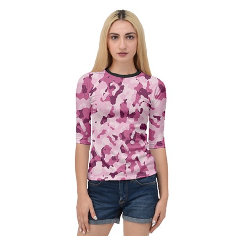 Standard Violet Pink Camouflage Army Military Girl Quarter Sleeve Raglan Tee by snek