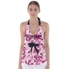 Standard Violet Pink Camouflage Army Military Girl Babydoll Tankini Top by snek