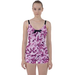 Standard Violet Pink Camouflage Army Military Girl Tie Front Two Piece Tankini by snek