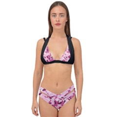 Standard Violet Pink Camouflage Army Military Girl Double Strap Halter Bikini Set by snek