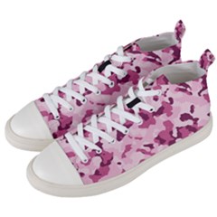 Standard Violet Pink Camouflage Army Military Girl Men s Mid-top Canvas Sneakers by snek