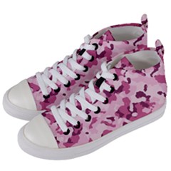 Standard Violet Pink Camouflage Army Military Girl Women s Mid-top Canvas Sneakers by snek