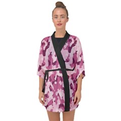 Standard Violet Pink Camouflage Army Military Girl Half Sleeve Chiffon Kimono by snek