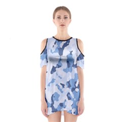Standard Light Blue Camouflage Army Military Shoulder Cutout One Piece Dress by snek