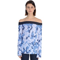 Standard Light Blue Camouflage Army Military Off Shoulder Long Sleeve Top by snek