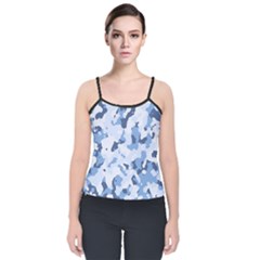 Standard Light Blue Camouflage Army Military Velvet Spaghetti Strap Top by snek