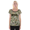 Wood camouflage military army green khaki pattern Cap Sleeve Top View1