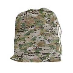 Wood Camouflage Military Army Green Khaki Pattern Drawstring Pouch (xxl) by snek