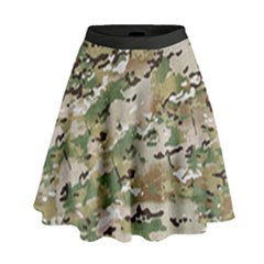 Wood Camouflage Military Army Green Khaki Pattern High Waist Skirt by snek