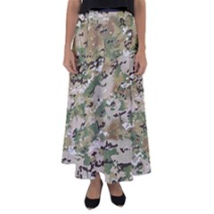 Wood Camouflage Military Army Green Khaki Pattern Flared Maxi Skirt by snek