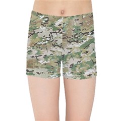 Wood Camouflage Military Army Green Khaki Pattern Kids  Sports Shorts by snek