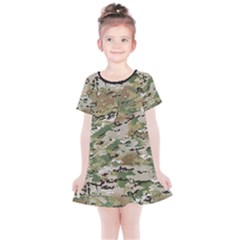 Wood Camouflage Military Army Green Khaki Pattern Kids  Simple Cotton Dress by snek